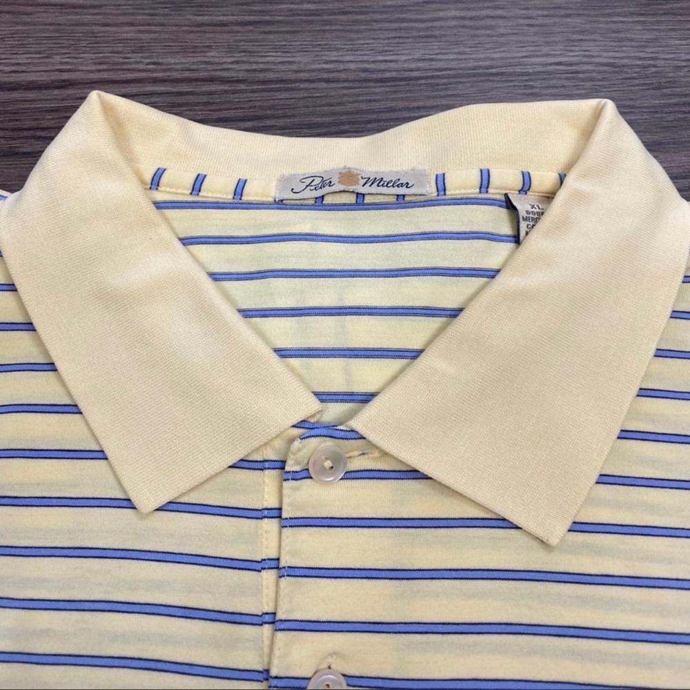 Peter Millar Yellow, Blue & Black Stripe Shirt XL